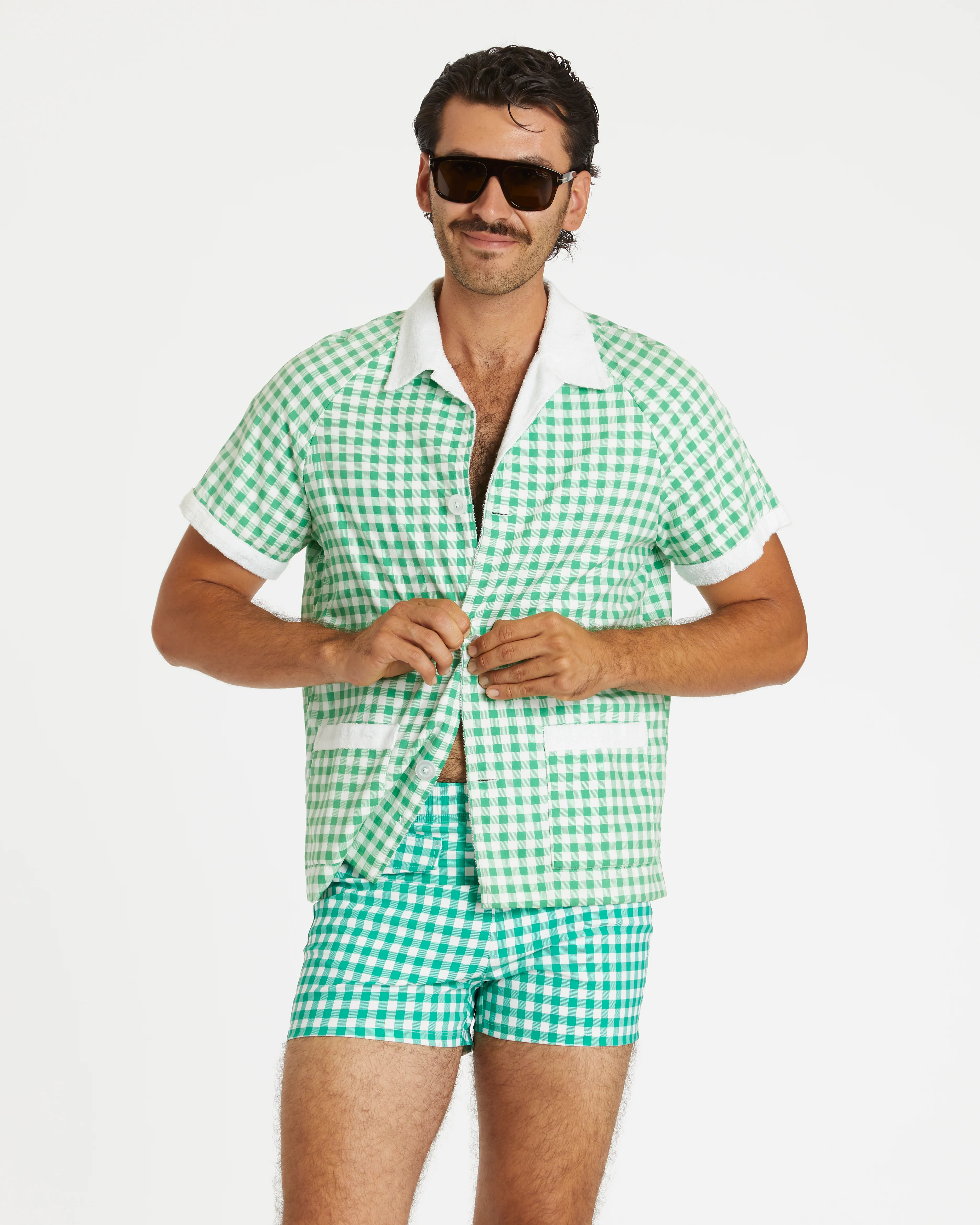 Gingham Cabana Shirt (Green) - Image 3
