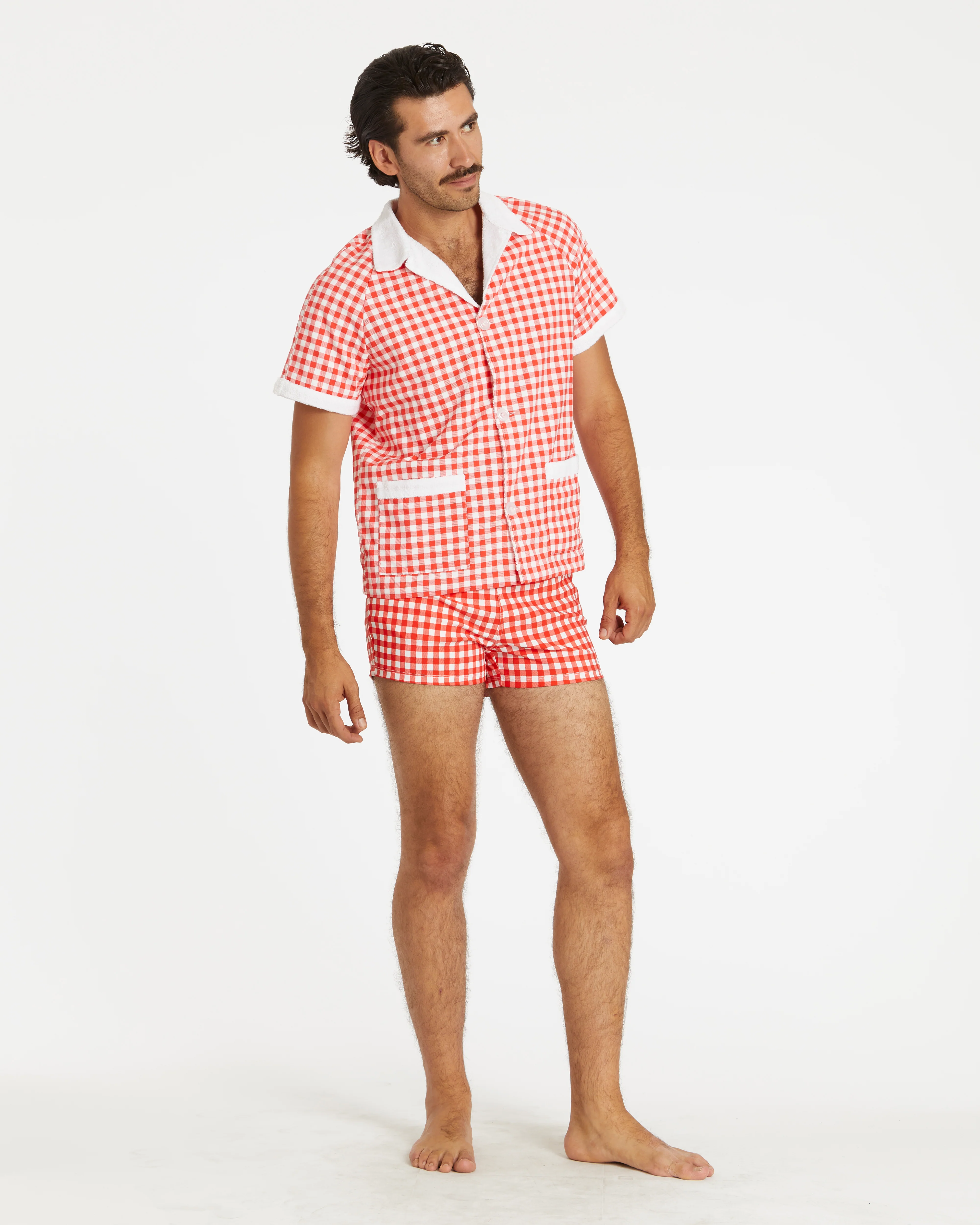 Gingham Cabana Shirt (Red) - Image 2