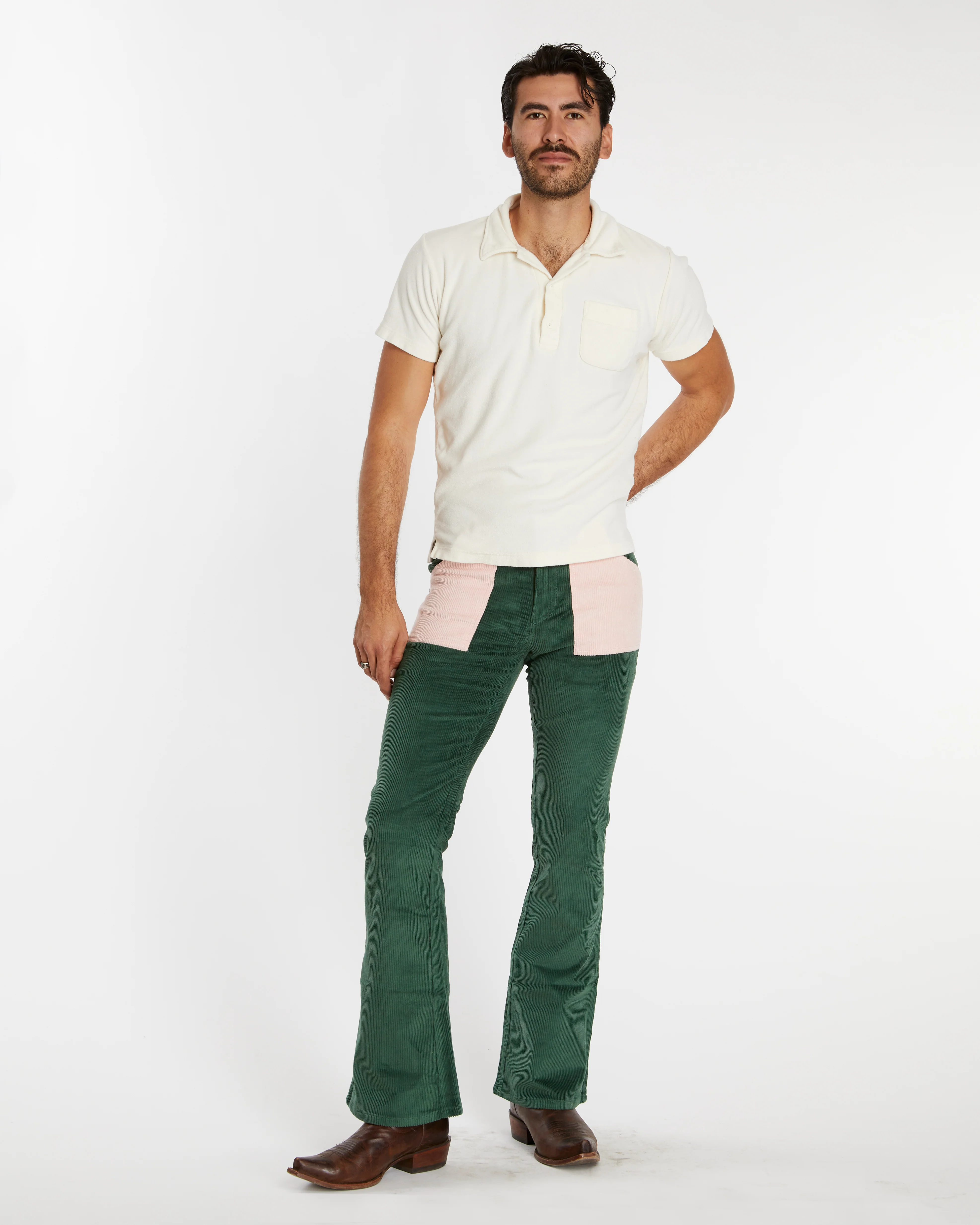 Men's Bell Bottom (Forest Green/Powder Pink) - Image 3