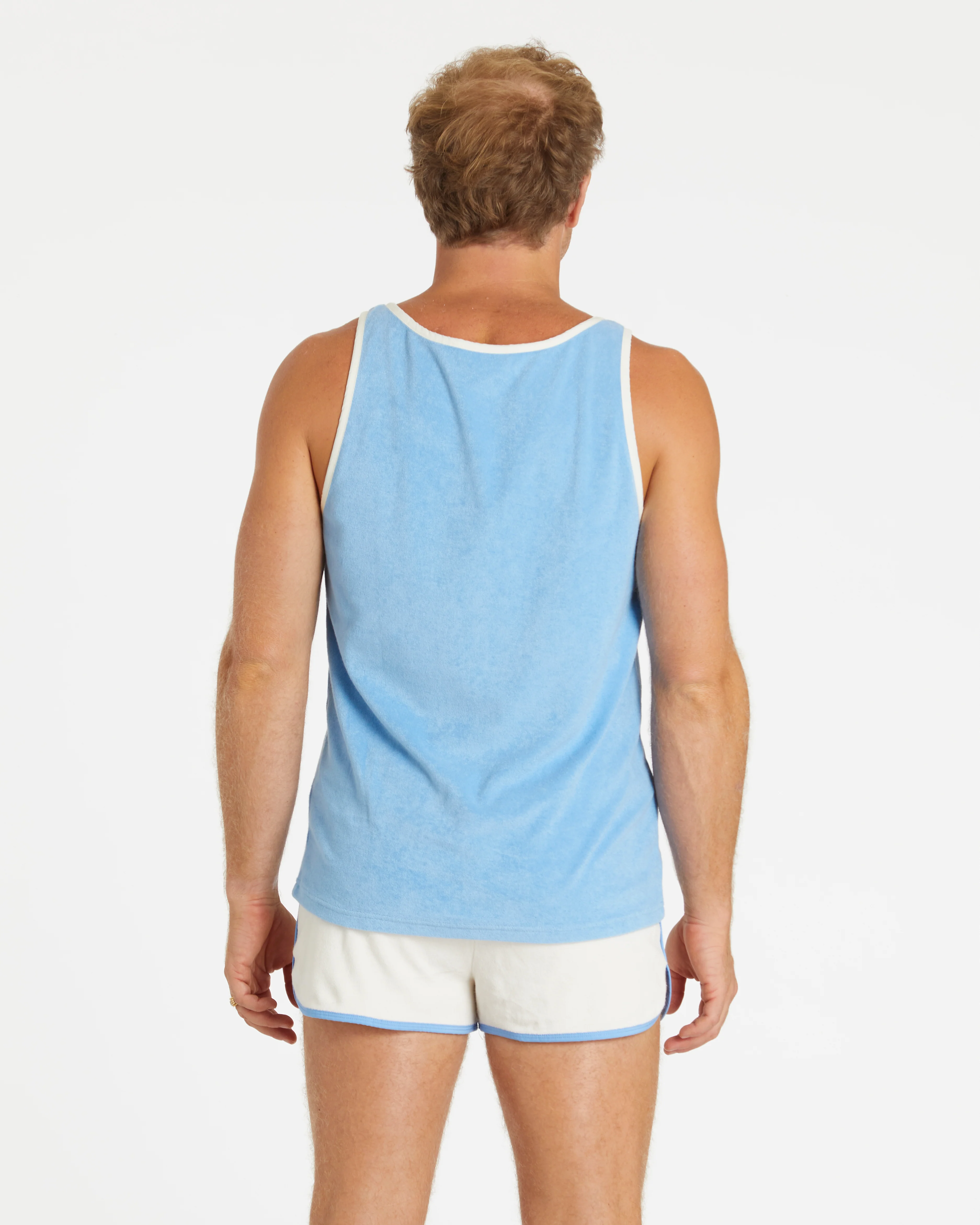 Men's Terry Tank (Blue Poppy/Cream) - Image 4