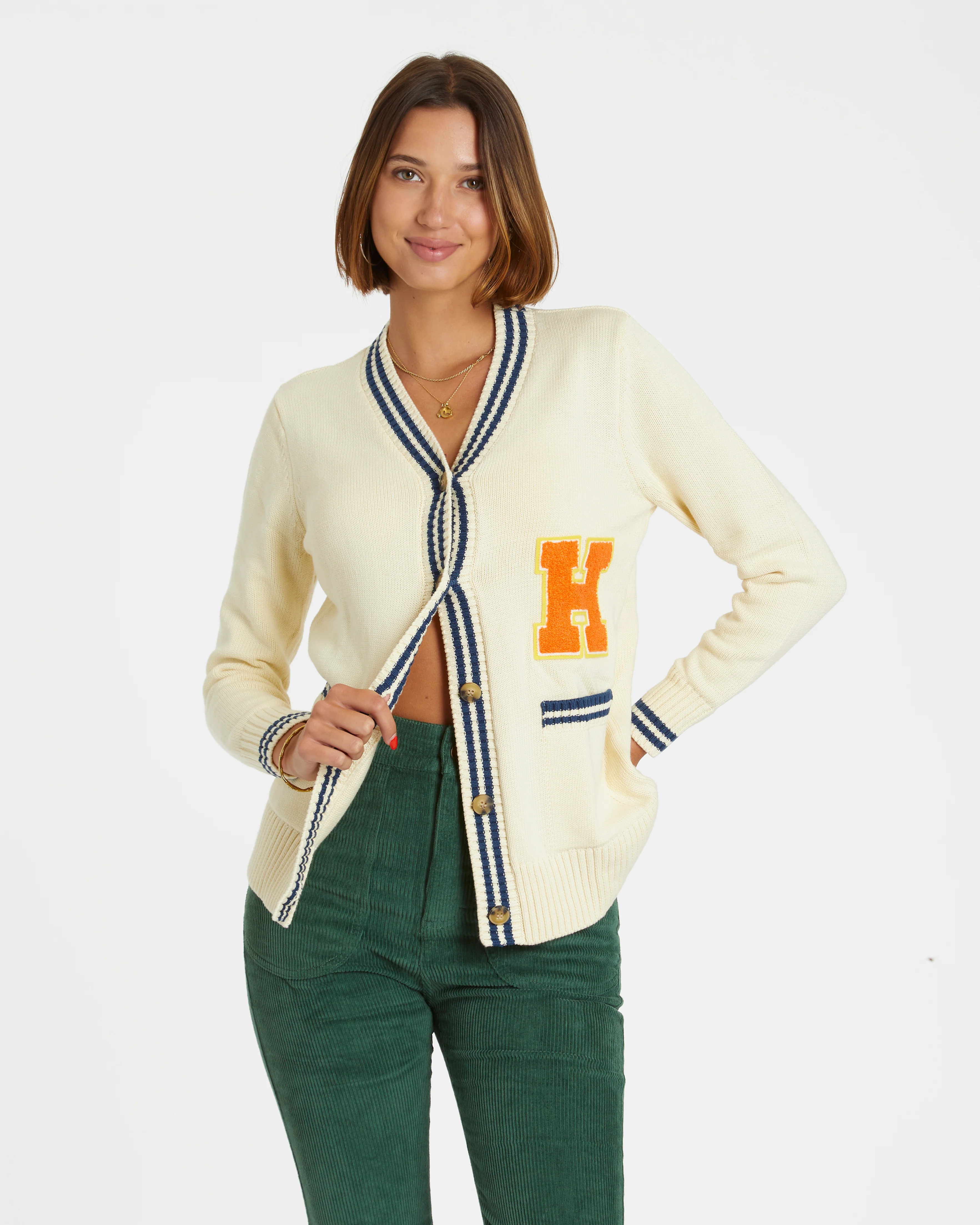 Varsity Cardigan (Cream) - Image 3