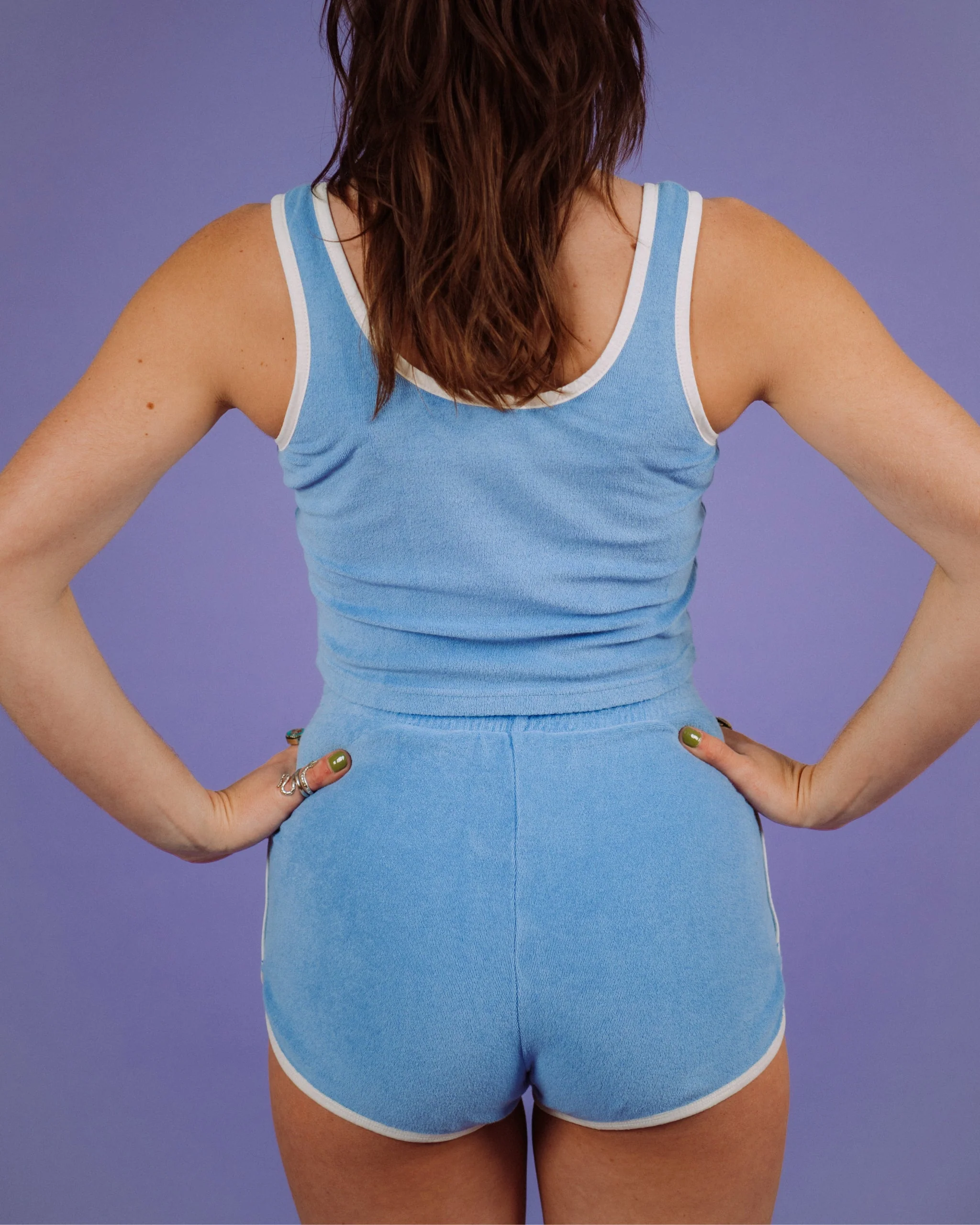 Women's Terry Tank (Blue Poppy/Cream) - Image 6
