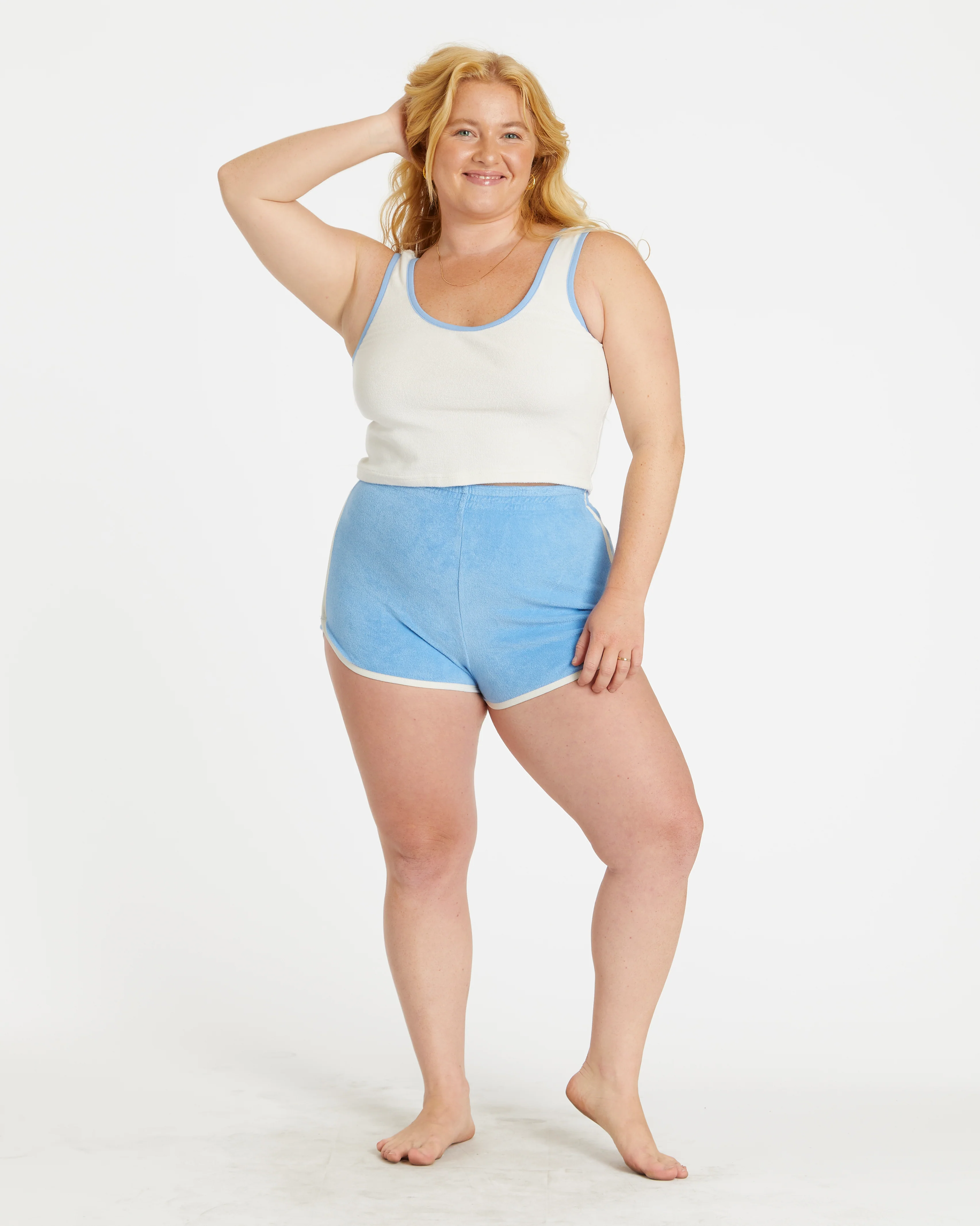 Women's Terry Tank (Cream/Blue Poppy) - Image 3